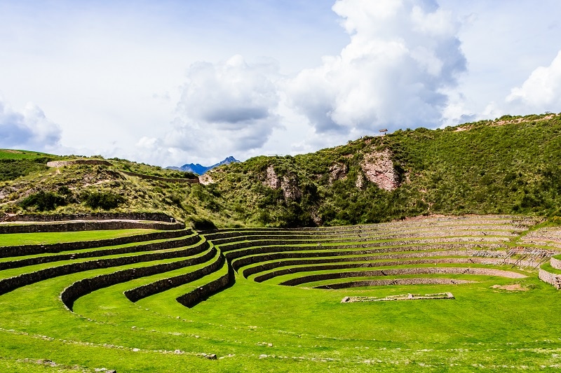 circular ruins of Moray, Inca Terraces curved in form.