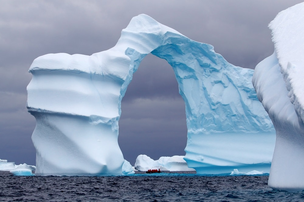 Arch shaped iceberg in Antarctica